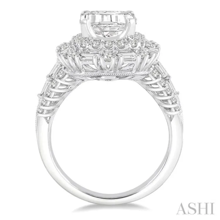 1 5/8 Ctw Diamond Semi-mount Engagement Ring in 14K White Gold