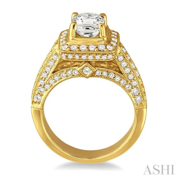 1 Ctw Diamond Semi-Mount Engagement Ring in 14K Yellow Gold