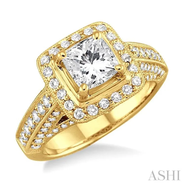 1 Ctw Diamond Semi-Mount Engagement Ring in 14K Yellow Gold