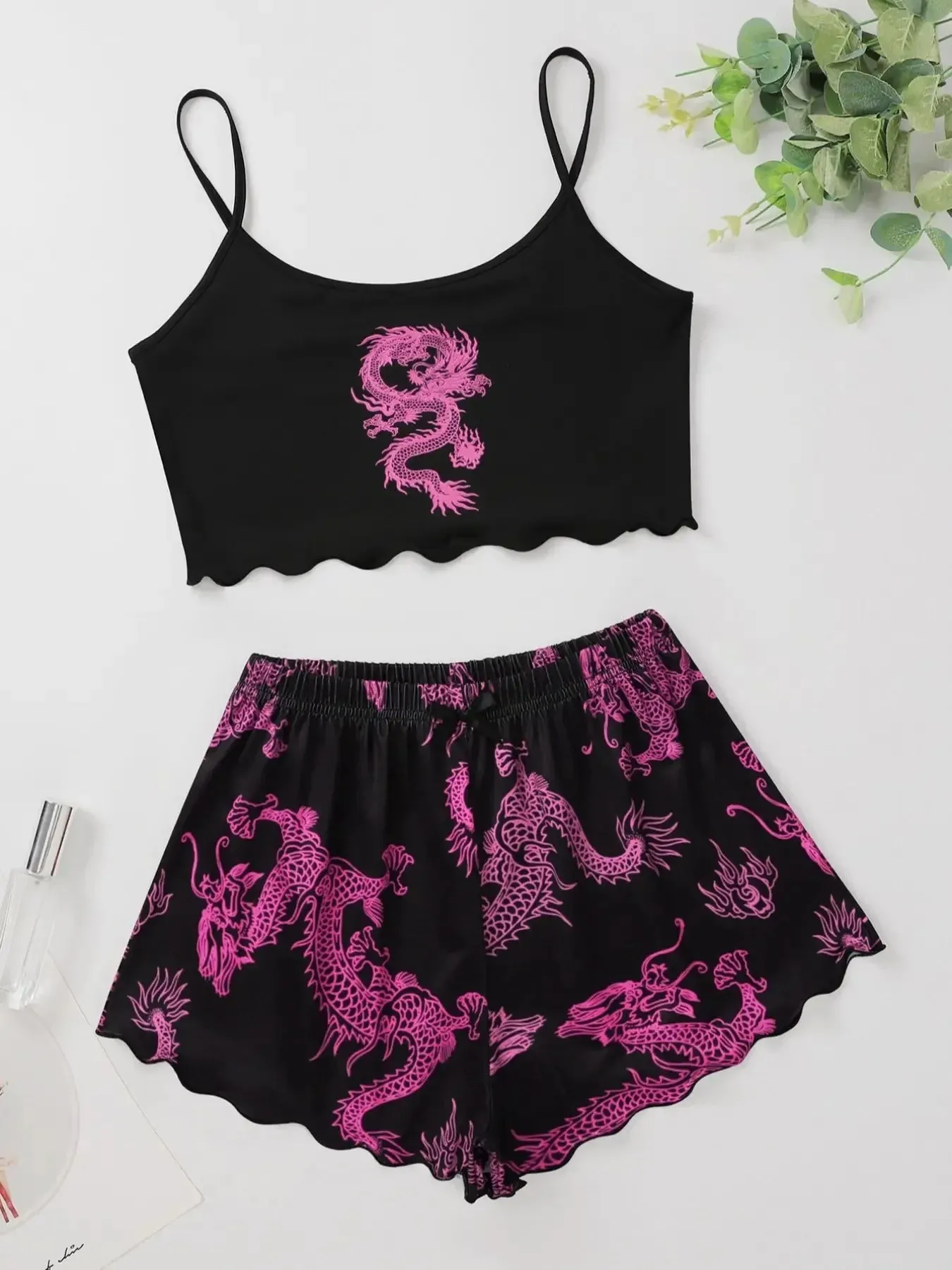 2pcs Goth Comfy Dragon Print Set