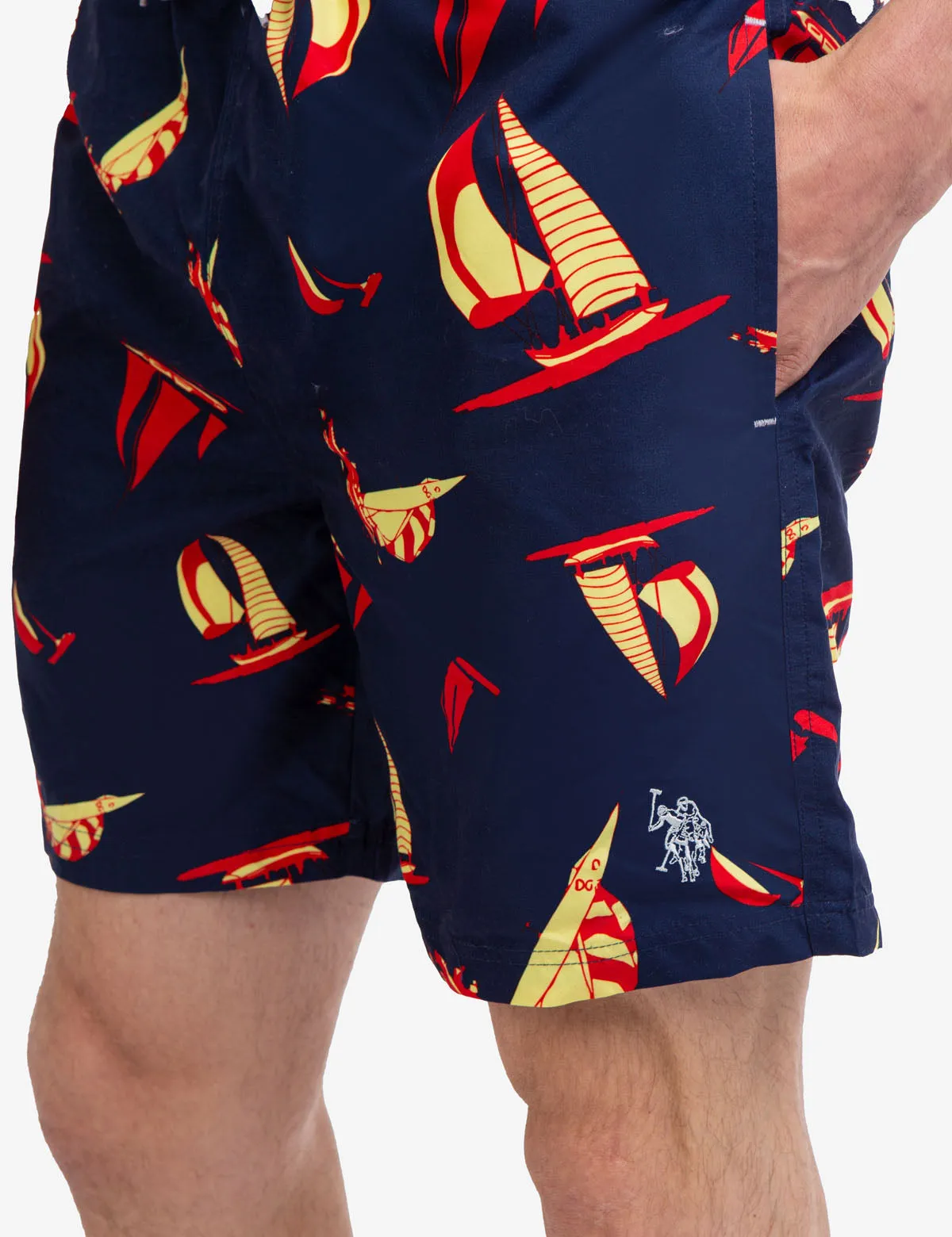 7" SAILBOAT PRINT SWIM TRUNKS