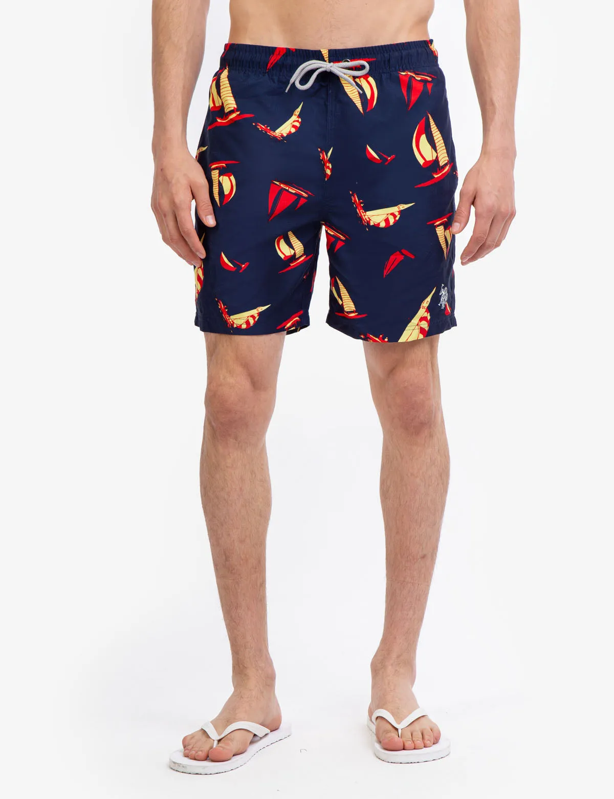 7" SAILBOAT PRINT SWIM TRUNKS