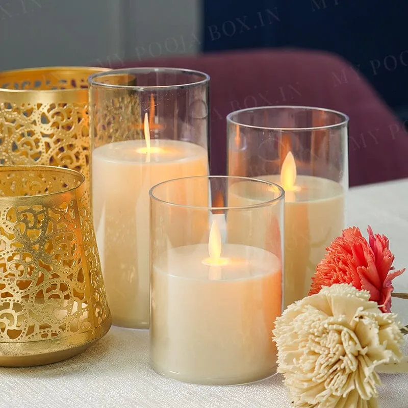 Acrylic Glass LED Moving Flame Pillar Candle