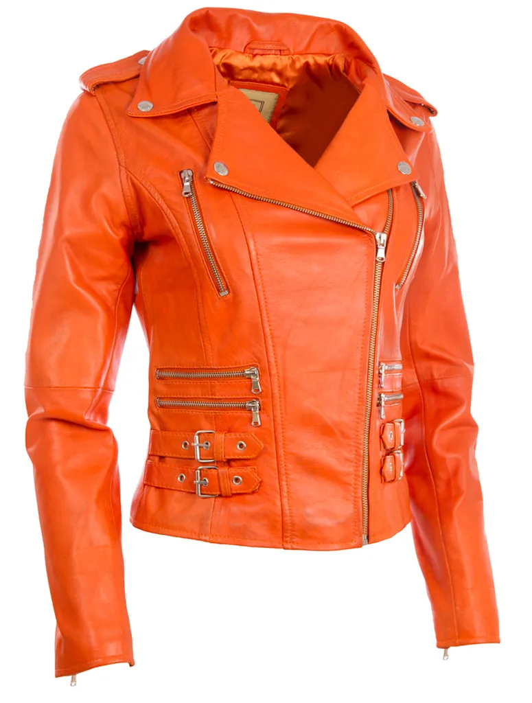 AGSM Women's Biker Jacket - Light Orange