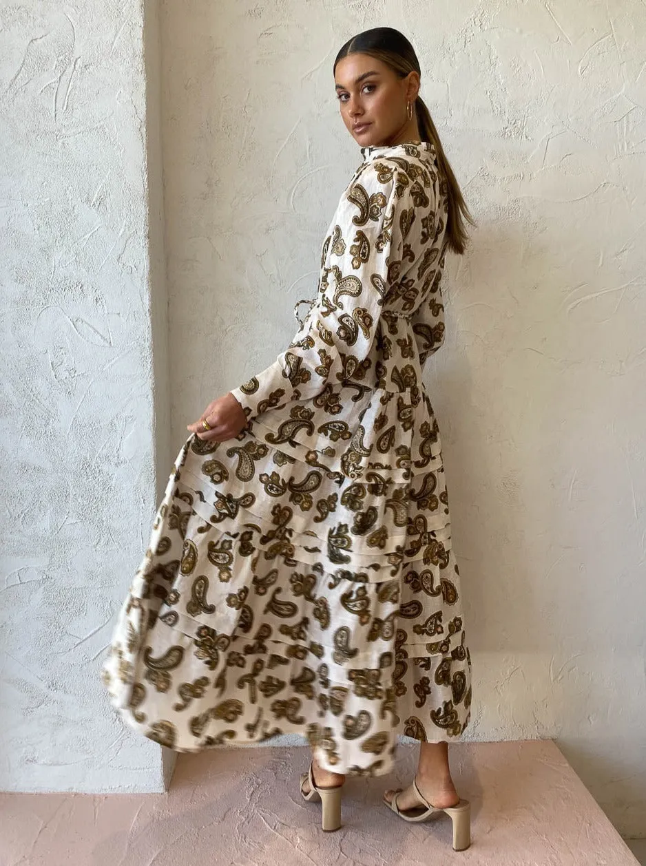 Alemais Mia Midi Dress in Cream Paisley