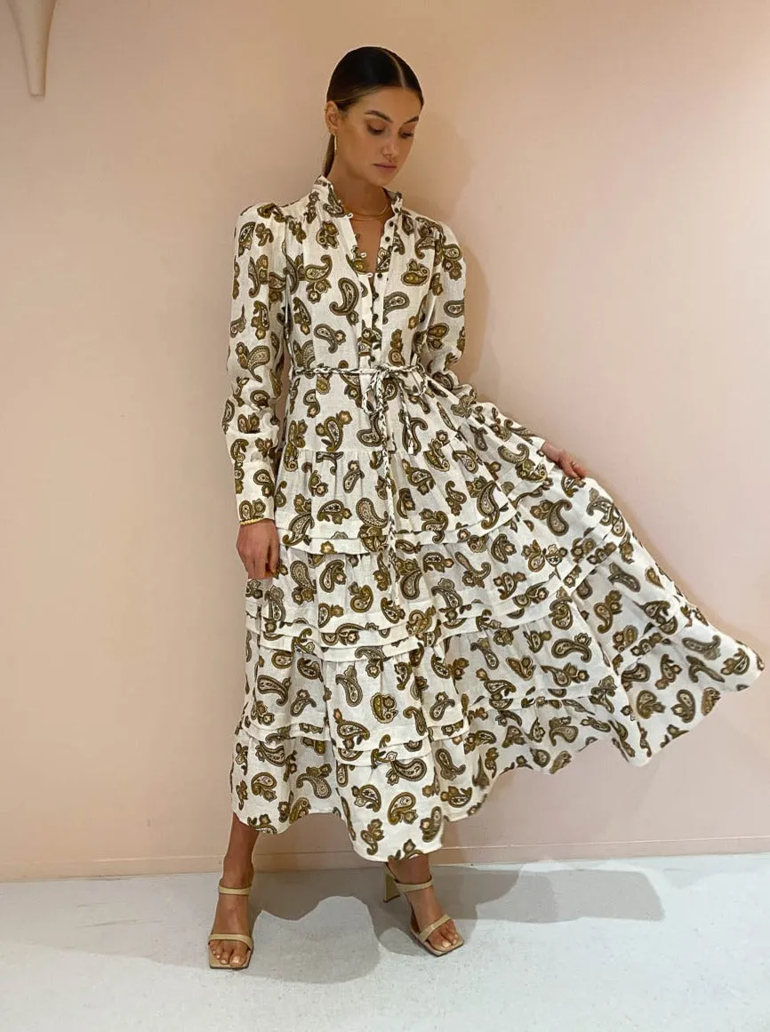 Alemais Mia Midi Dress in Cream Paisley