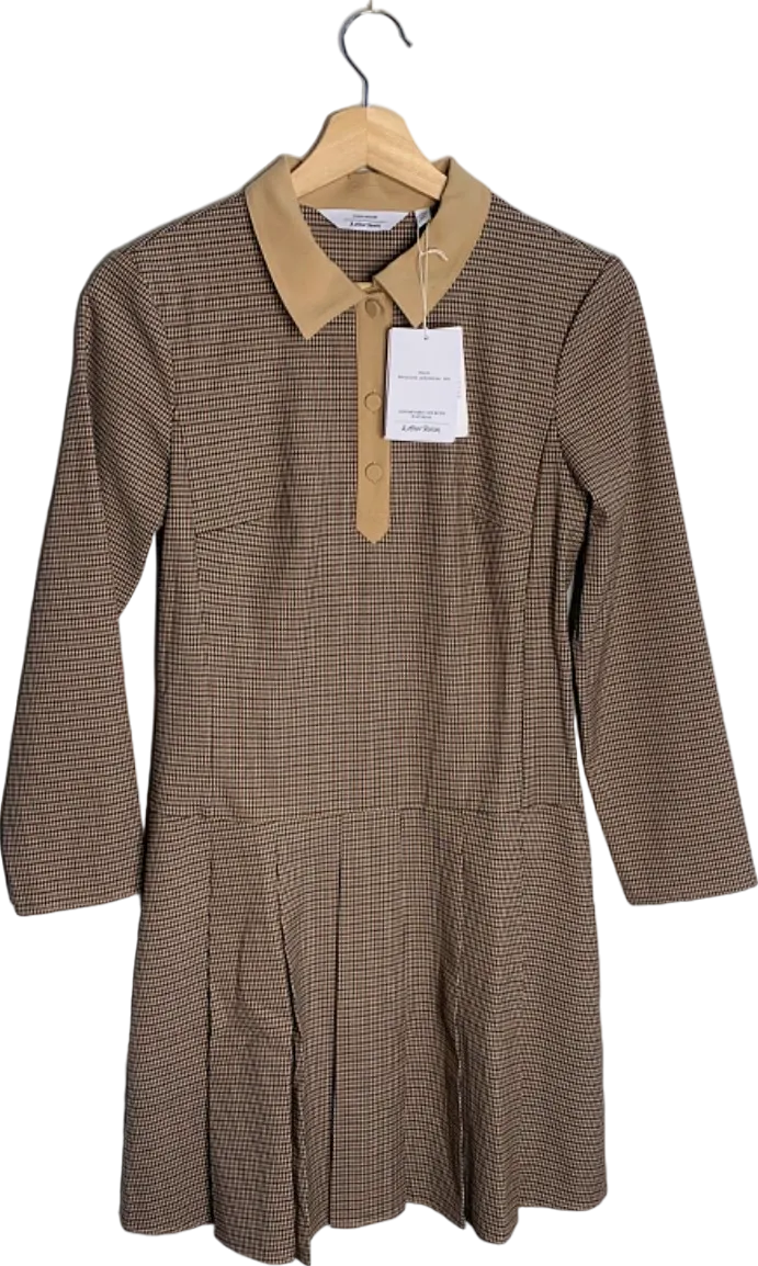 & Other Stories Beige Checked Collar Dress EU 34 UK 6