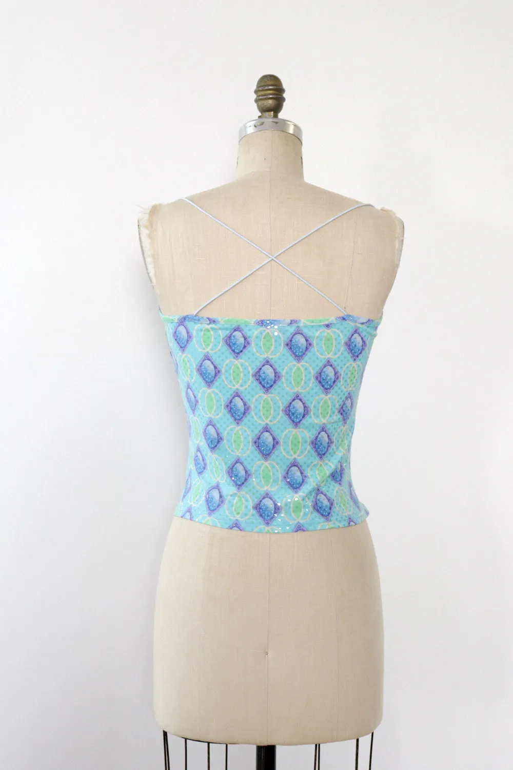 Aqua Glitter Cowl Tank M/L