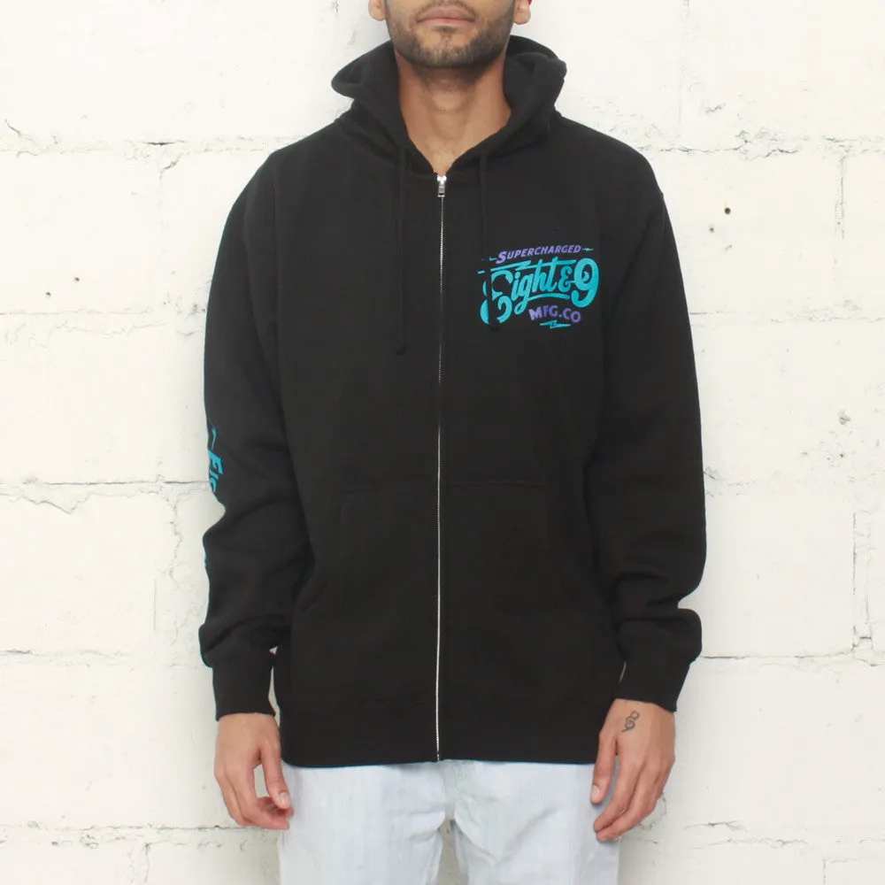 Aqua Supercharged Zip Up Hooded Sweatshirt