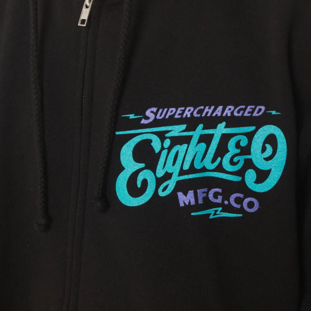 Aqua Supercharged Zip Up Hooded Sweatshirt