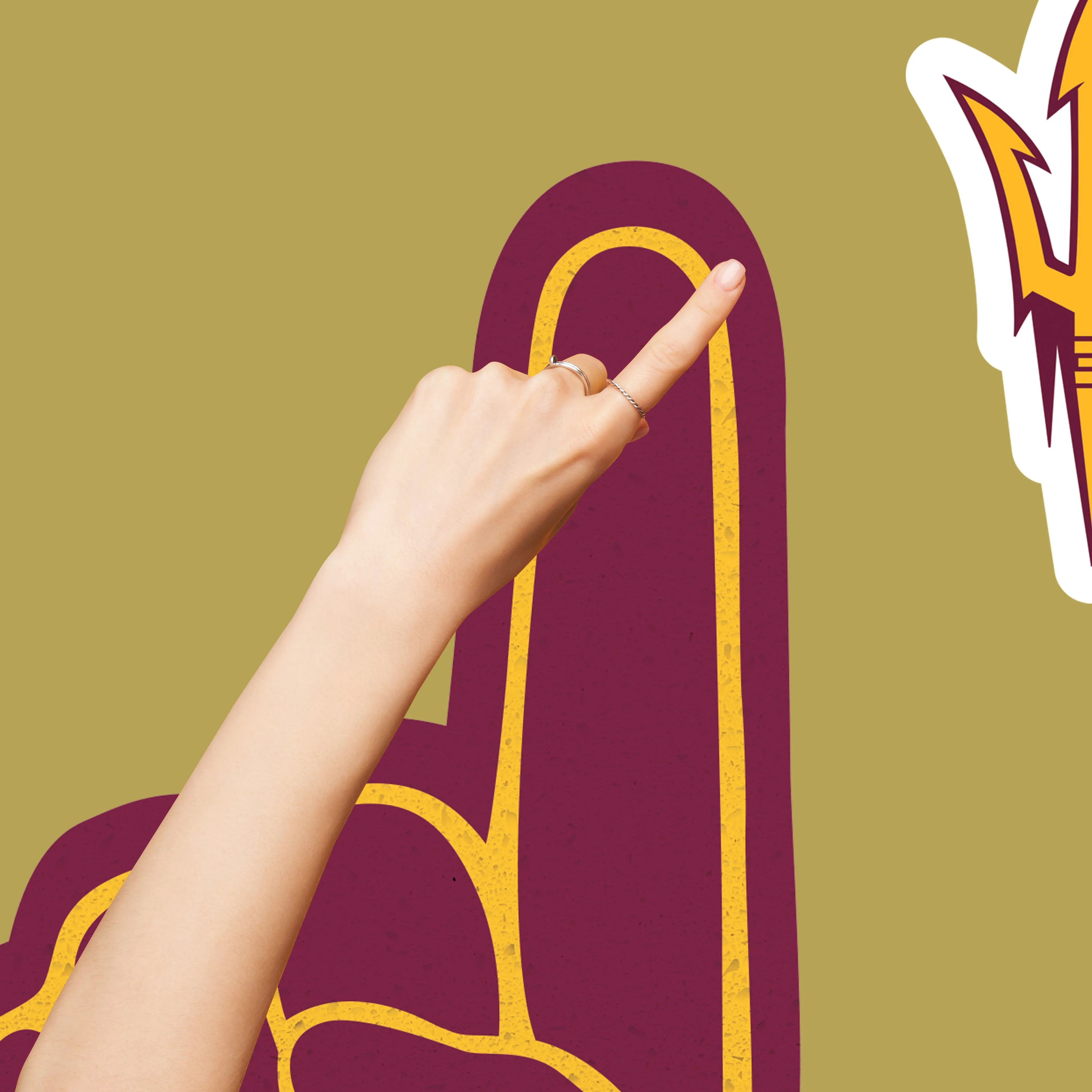 Arizona State Sun Devils:    Foam Finger        - Officially Licensed NCAA Removable     Adhesive Decal