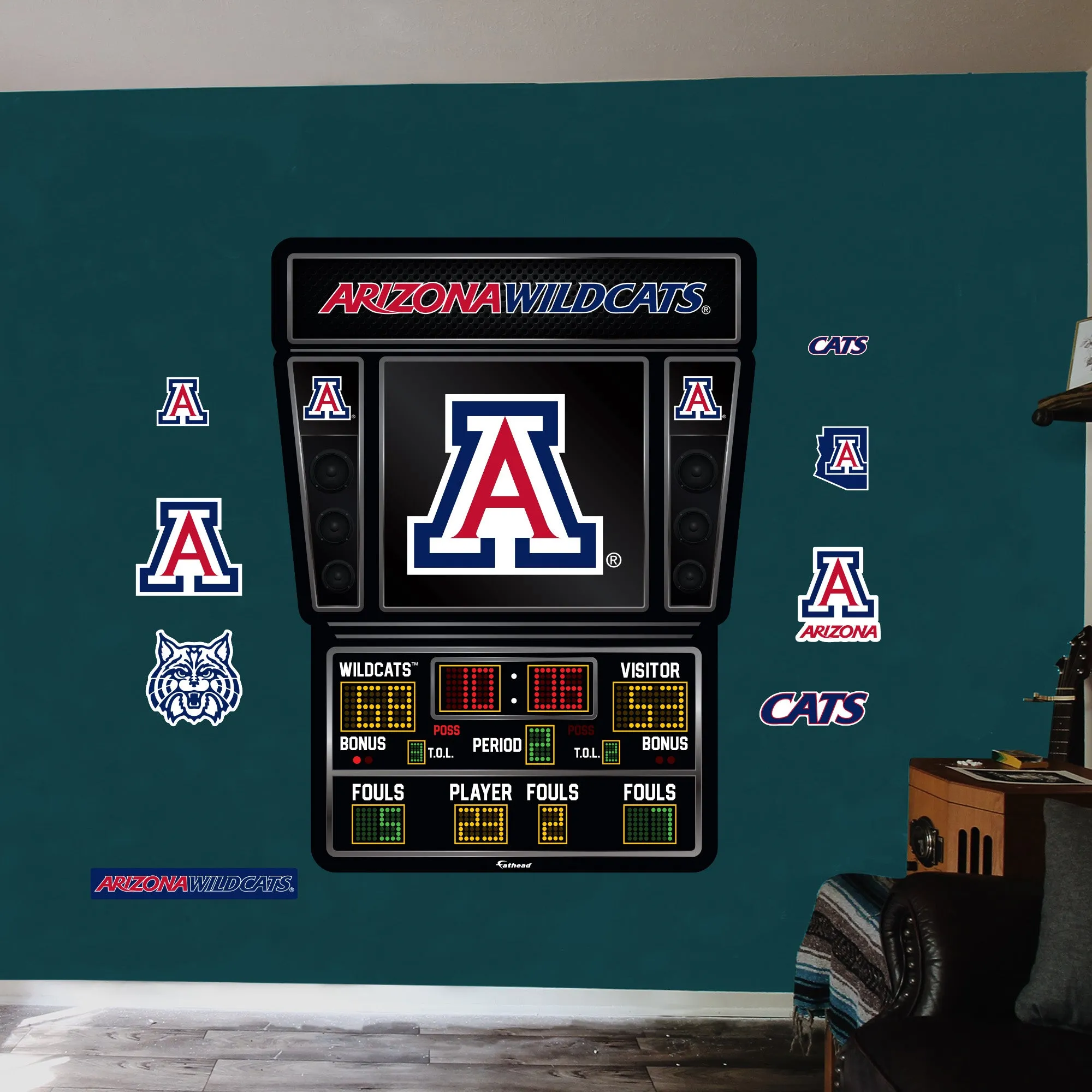 Arizona Wildcats:   Basketball Scoreboard        - Officially Licensed NCAA Removable     Adhesive Decal