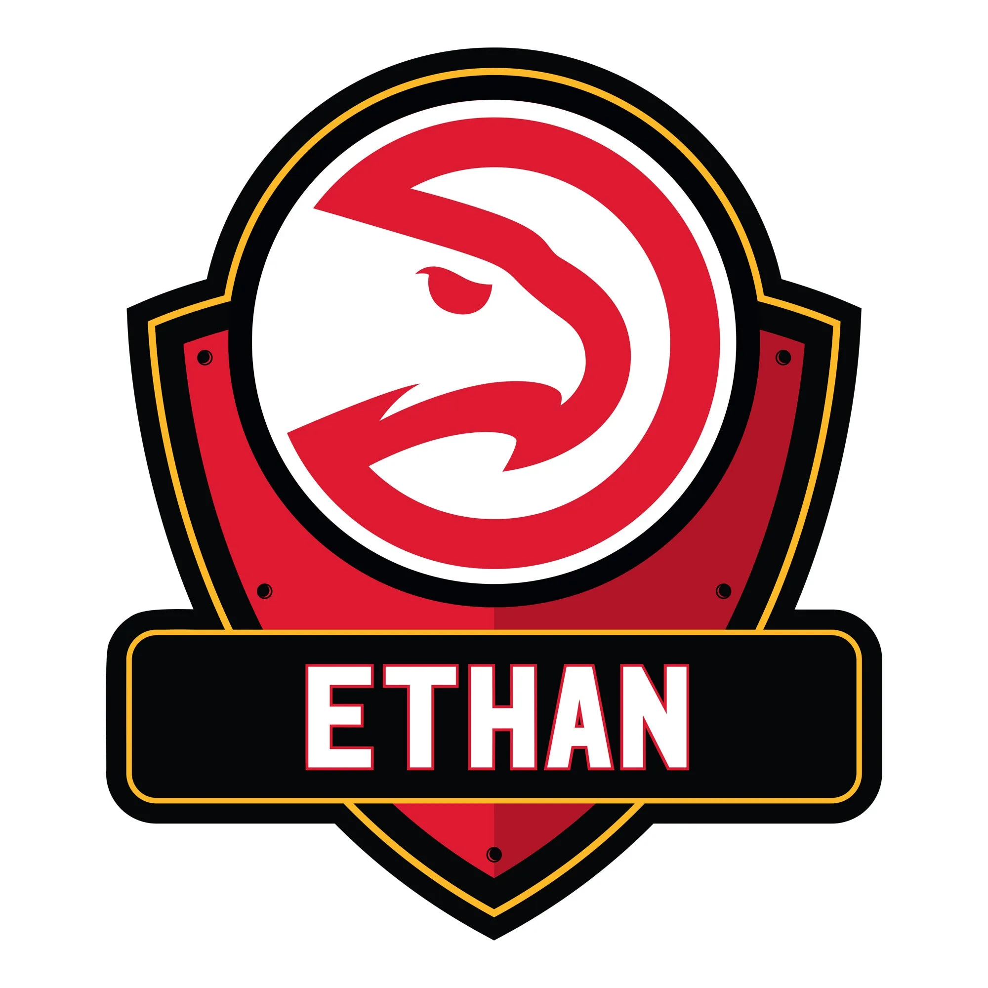 Atlanta Hawks: Badge Personalized Name - Officially Licensed NBA Removable Adhesive Decal