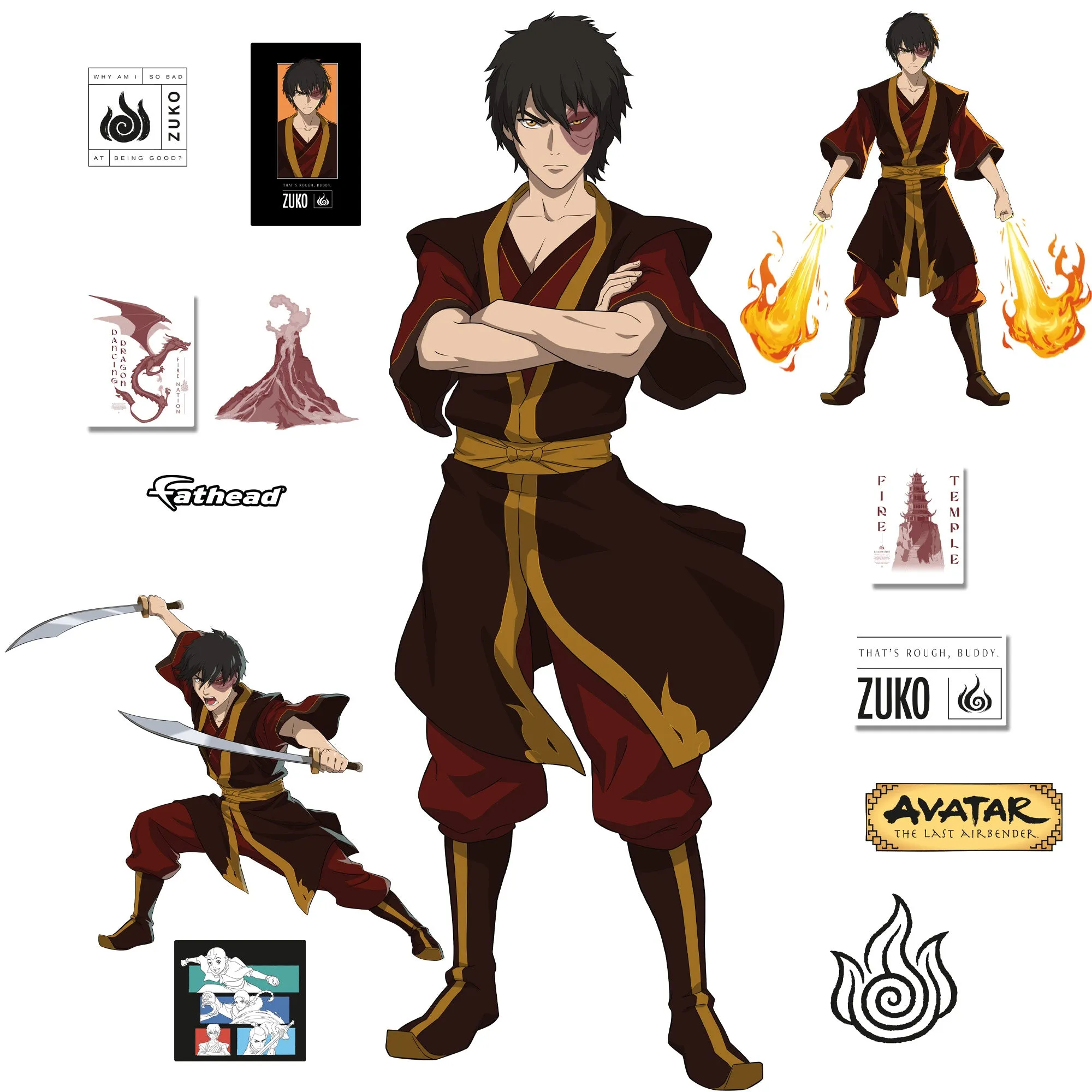 Avatar The Last Airbender: Zuko RealBigs        - Officially Licensed Nickelodeon Removable     Adhesive Decal