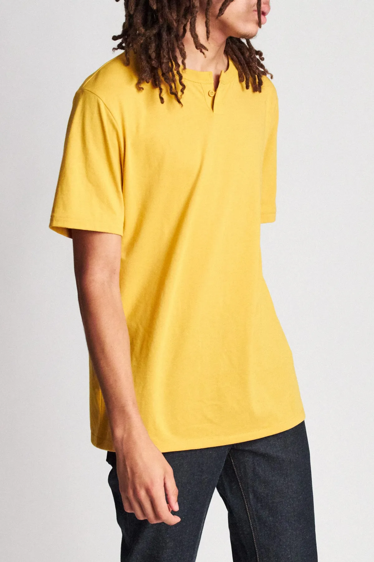 Basic S/S Henley - Nugget Gold