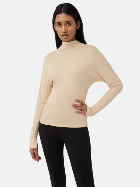 Batwing Cowl Neck Top | Beige