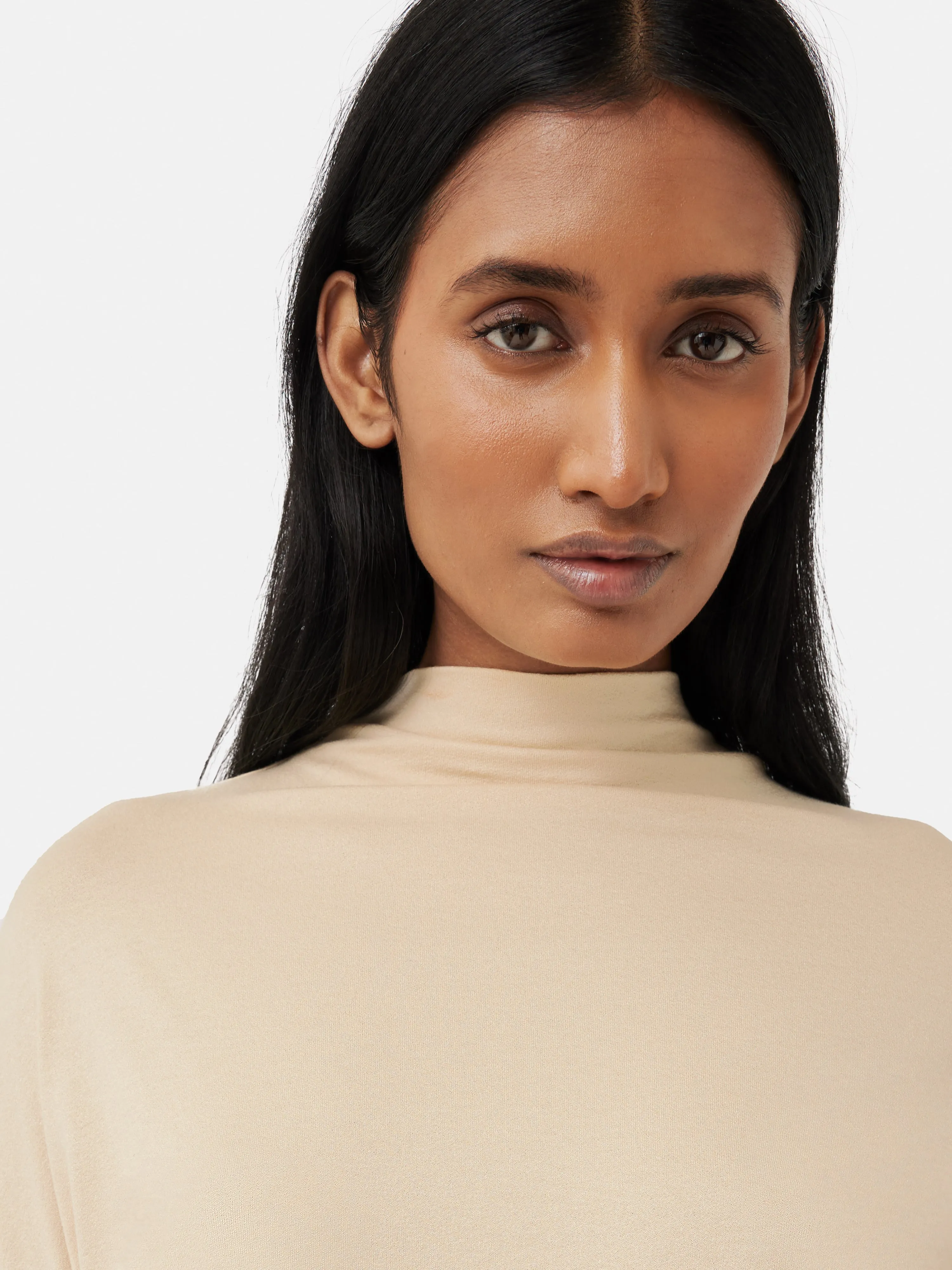 Batwing Cowl Neck Top | Beige