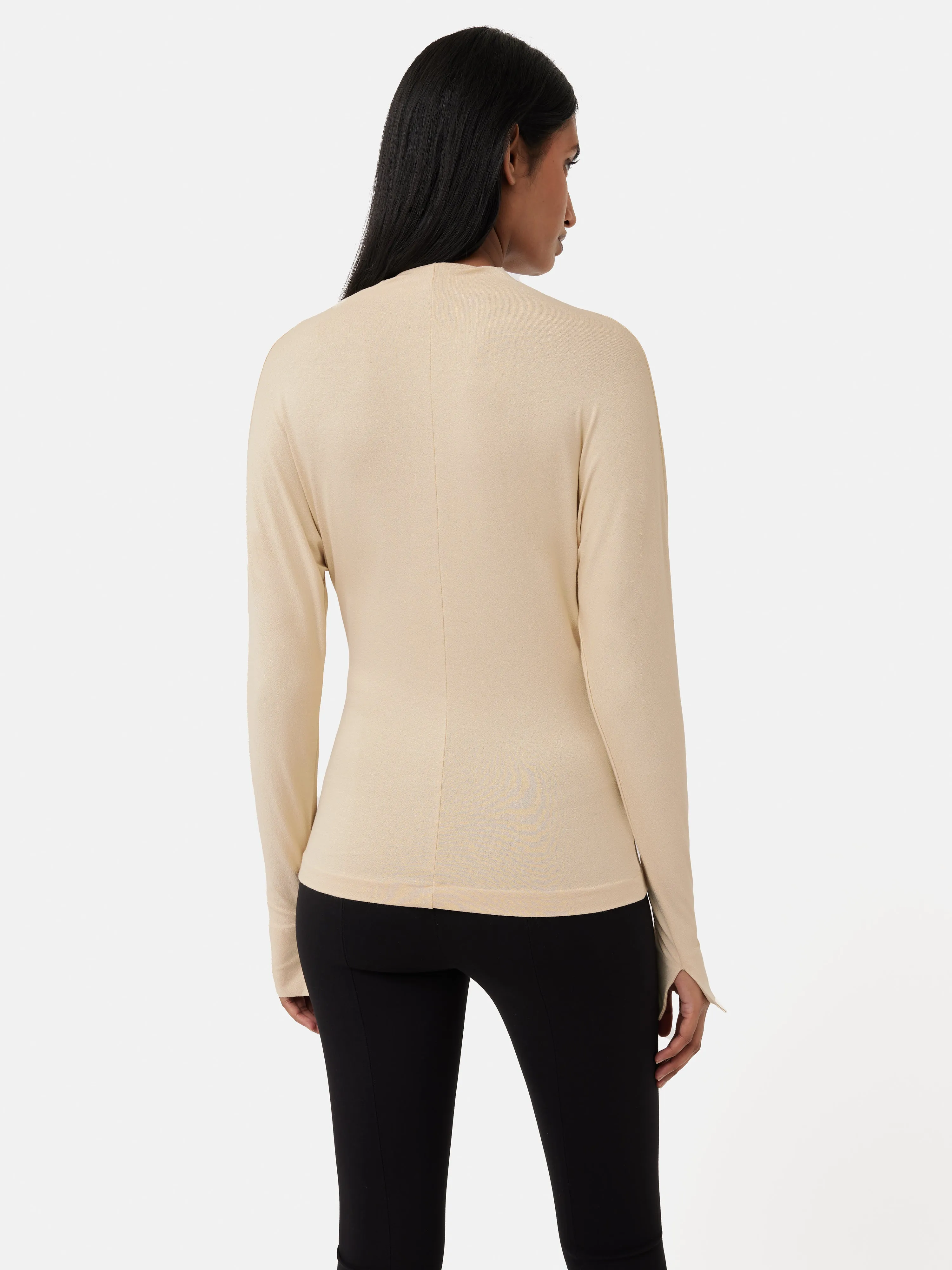 Batwing Cowl Neck Top | Beige