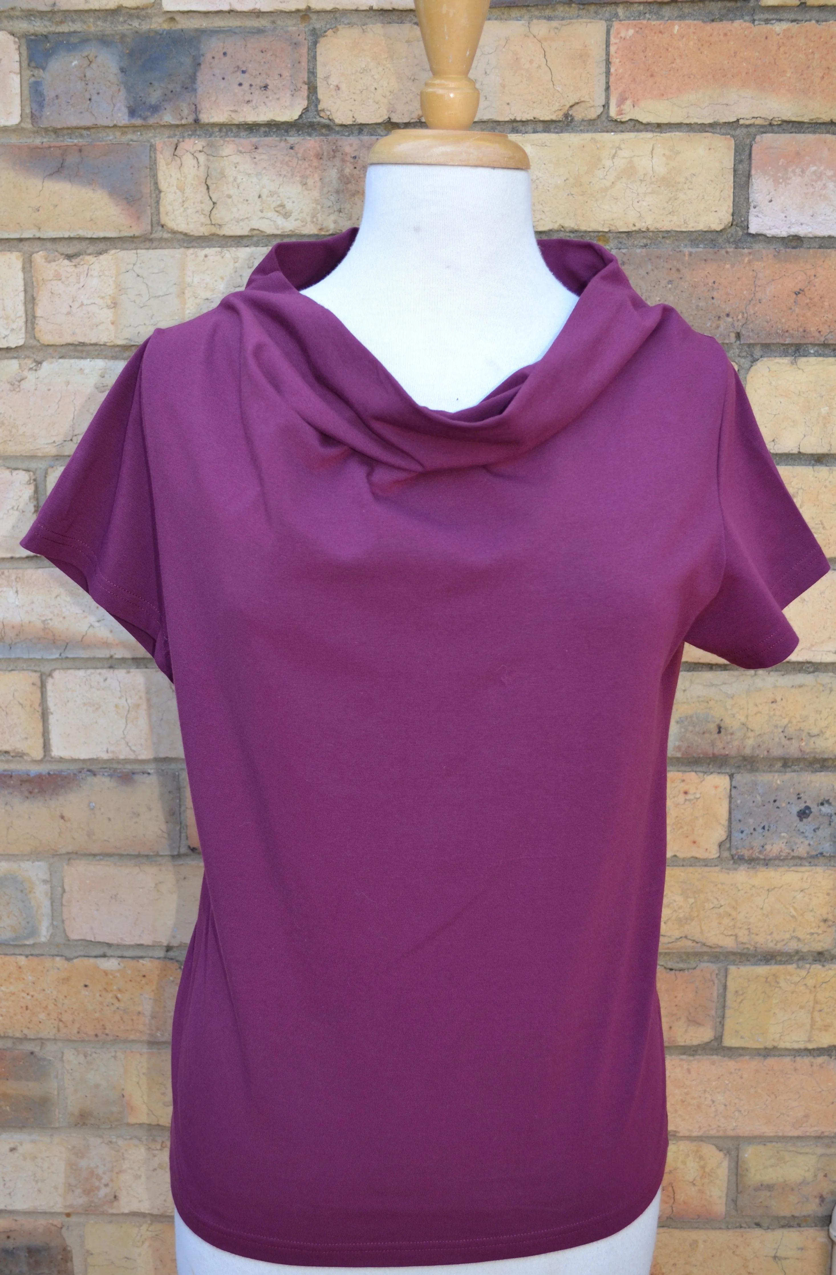 Berserk Burgundy Cotton Elastane Cowl T Shirt