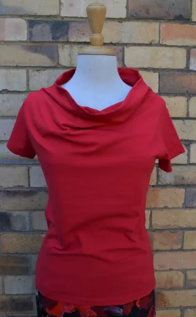 Berserk Fire Red Cotton Elastane Cowl T Shirt