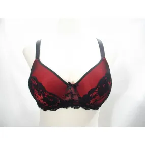 Black Bow BB5326 Lace Covered Contour Cup Underwire Bra 38C Red & Black NWT