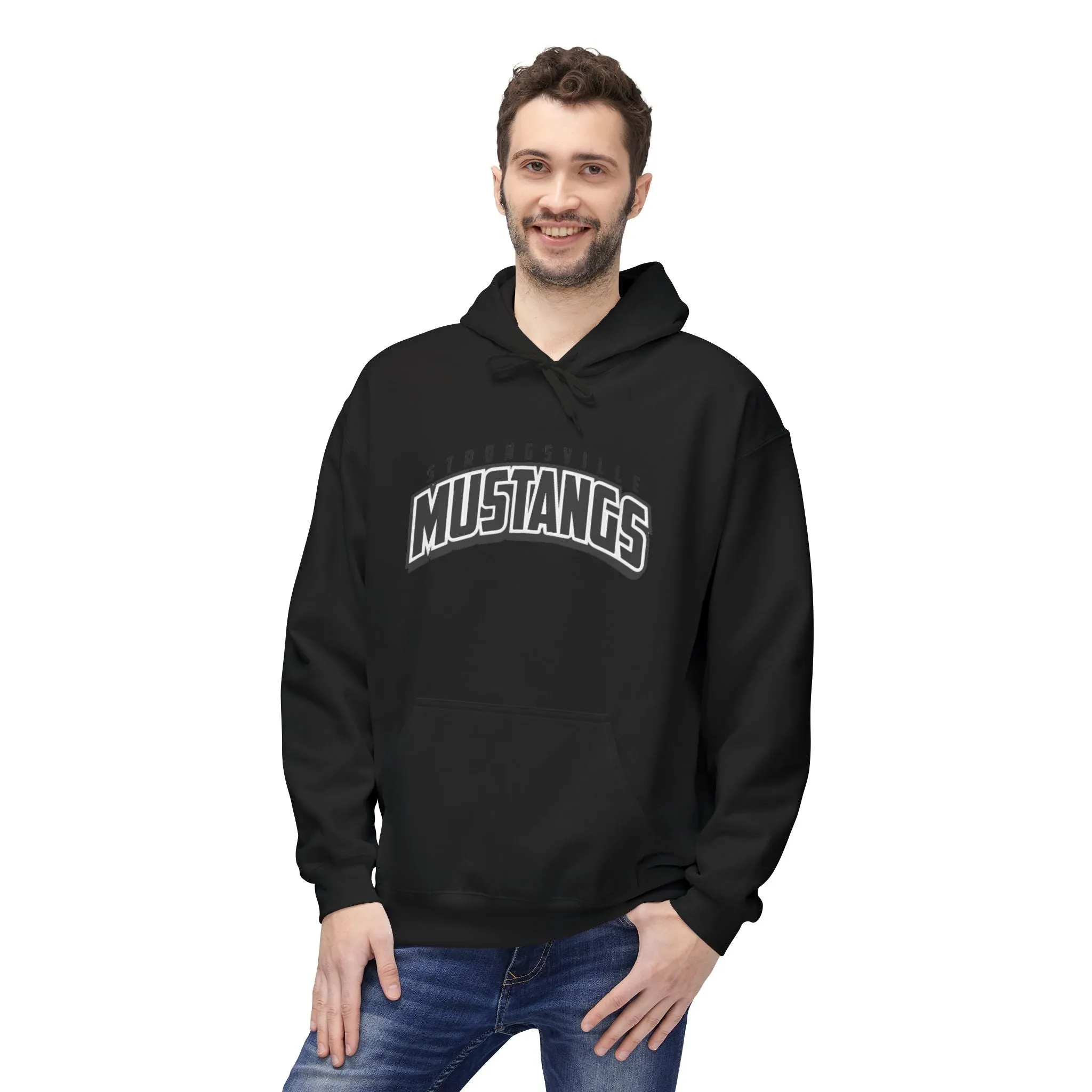 Black Logo Unisex Midweight Softstyle Fleece Hoodie