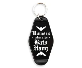 Black Where The Bats Hang Motel - Keychain