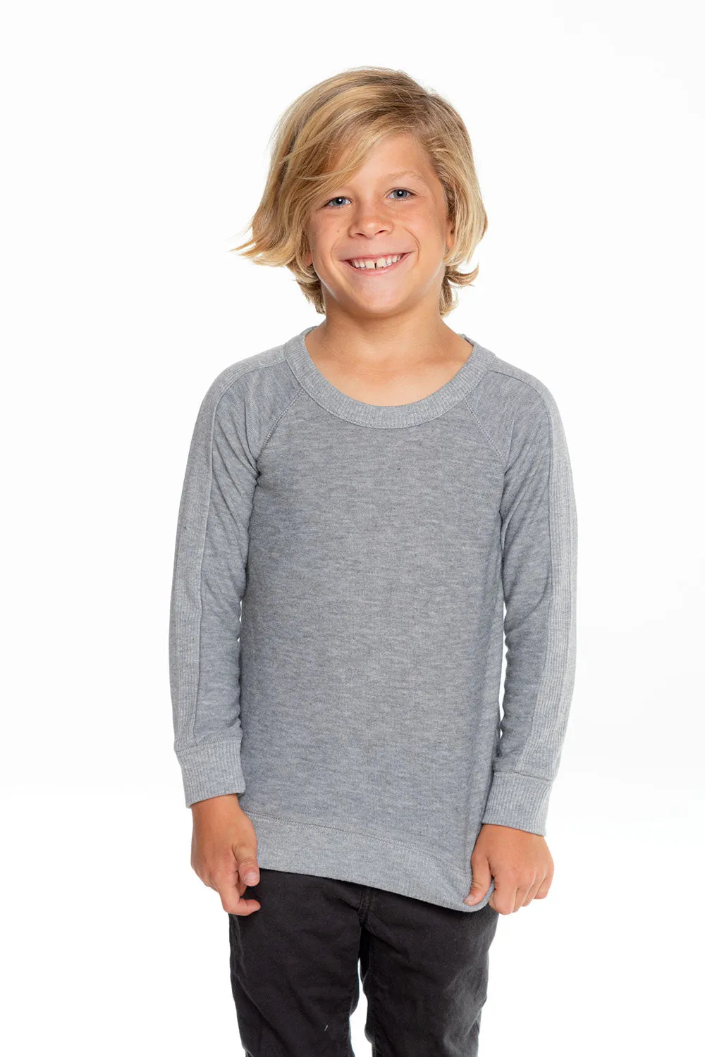 Boys Cozy Knit Long Sleeve Rib Panel Raglan Pullover