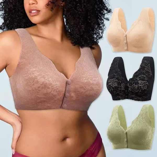 Buy 1 Get 2 Free Now Soft Front-button Wire-free Bra