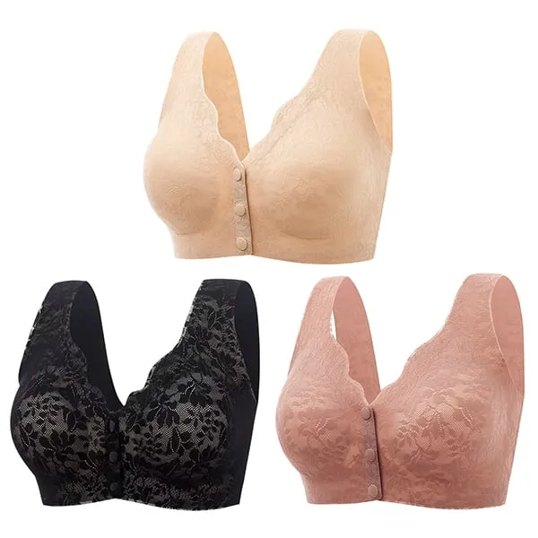 Buy 1 Get 2 Free Now Soft Front-button Wire-free Bra