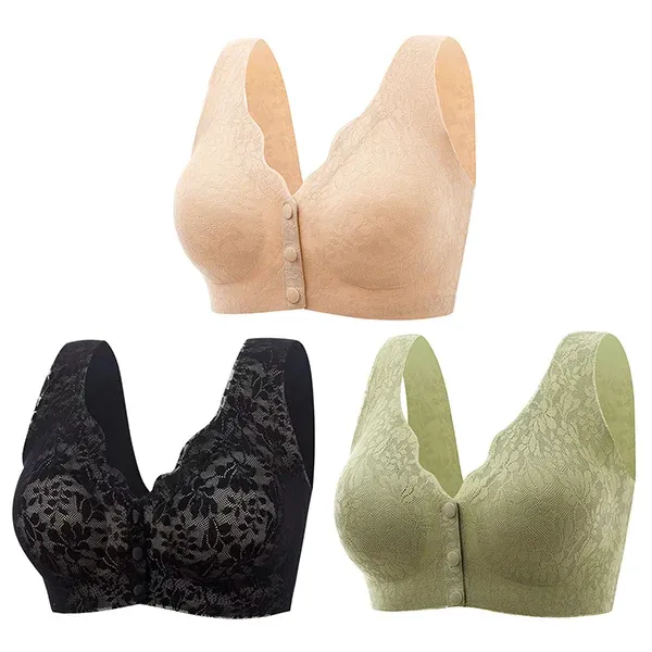 Buy 1 Get 2 Free Now Soft Front-button Wire-free Bra