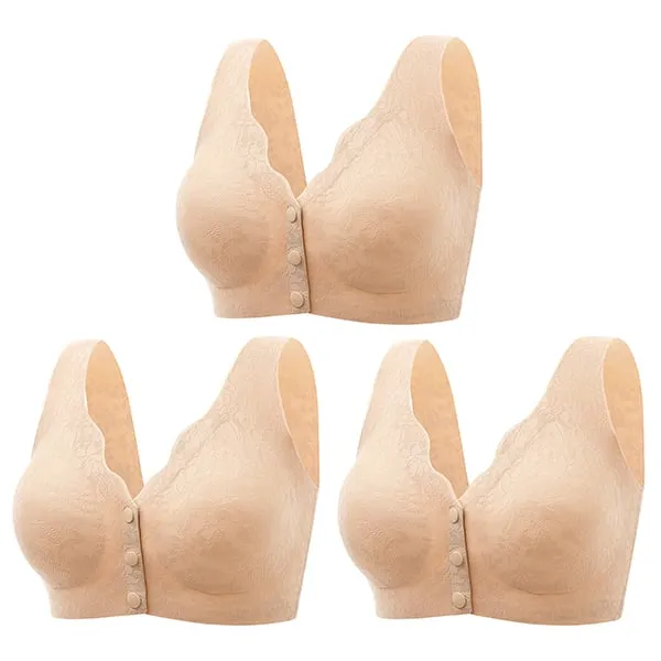 Buy 1 Get 2 Free Now Soft Front-button Wire-free Bra