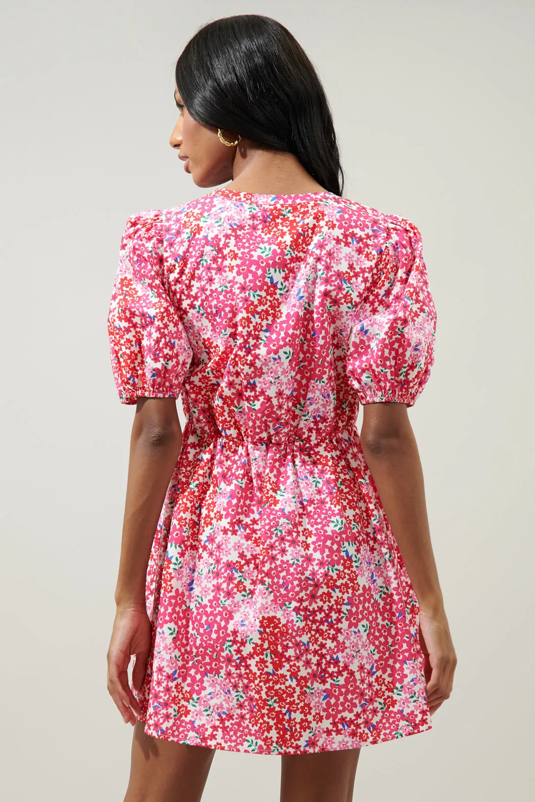 Caicos Floral Alba Puff Sleeve Mini Dress