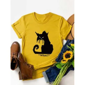 Cartoon Cat Printed Short Sleeve T-shirt