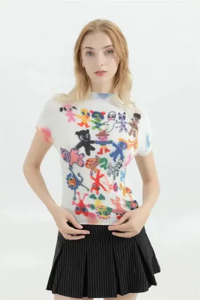 Cartoon Figures Printed Top