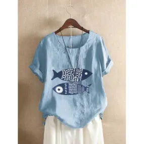 Cartoon Fish Casual T-shirt