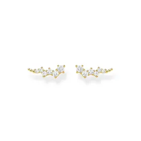 CHARMING COLLECTION YELLOW GOLD PLATED CZ STAR EAR CLIMBER EARRINGS