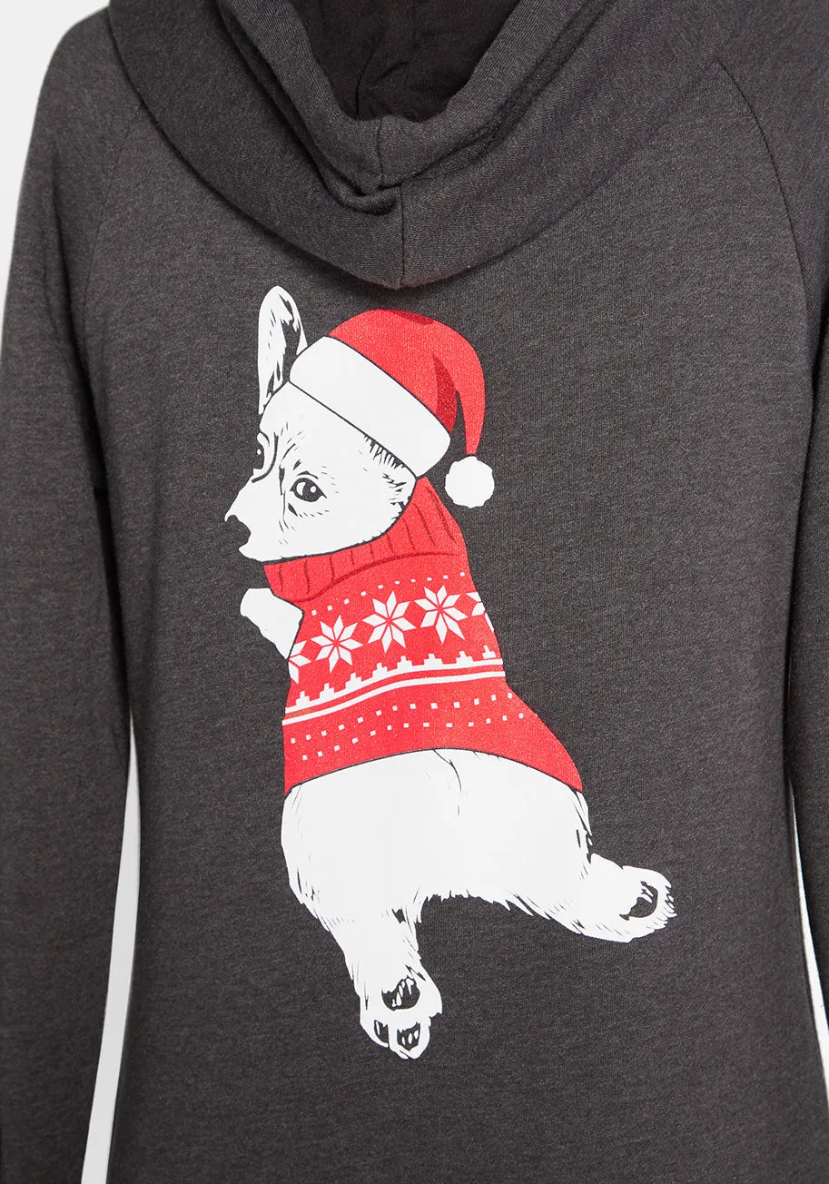 Christmas Corgi Zip-Up Hoodie