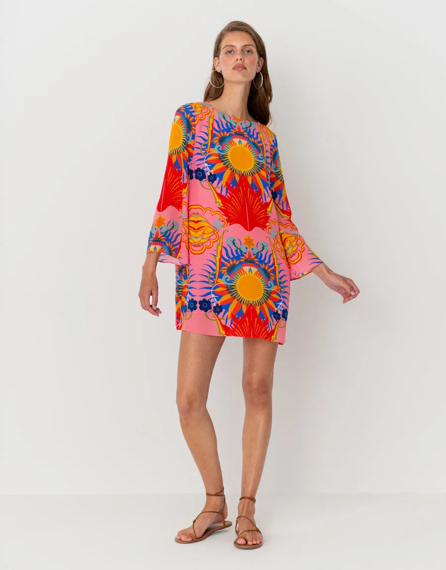 Cocoa Crepe Mini Dress - Sun Goddess Peach