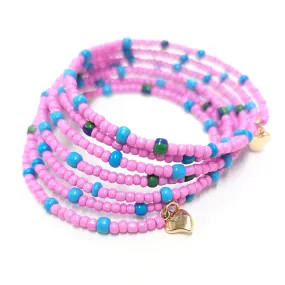 Coil Seed Bead Bracelet - Pink