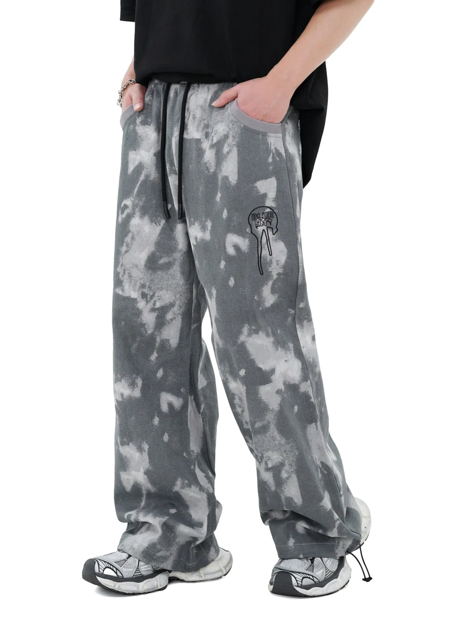 Contrast Color Casual Drawstring Cuffs Sweatpants