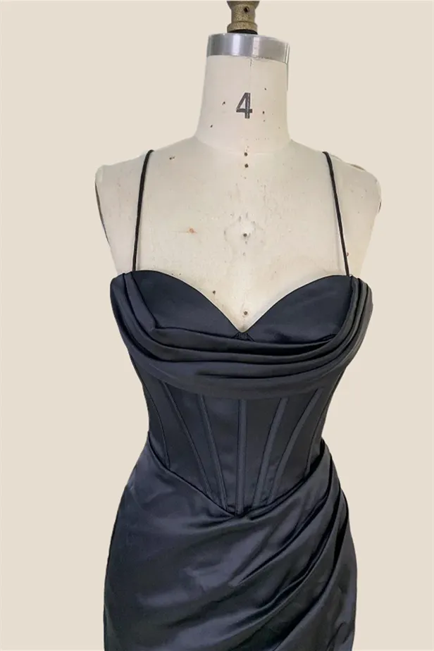 Cowl Neck Ruched Black Tight Homecoming Dress