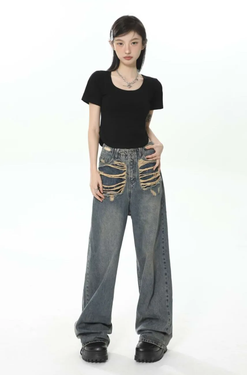 Cropped U-Neck Curve Hem Baby Tee