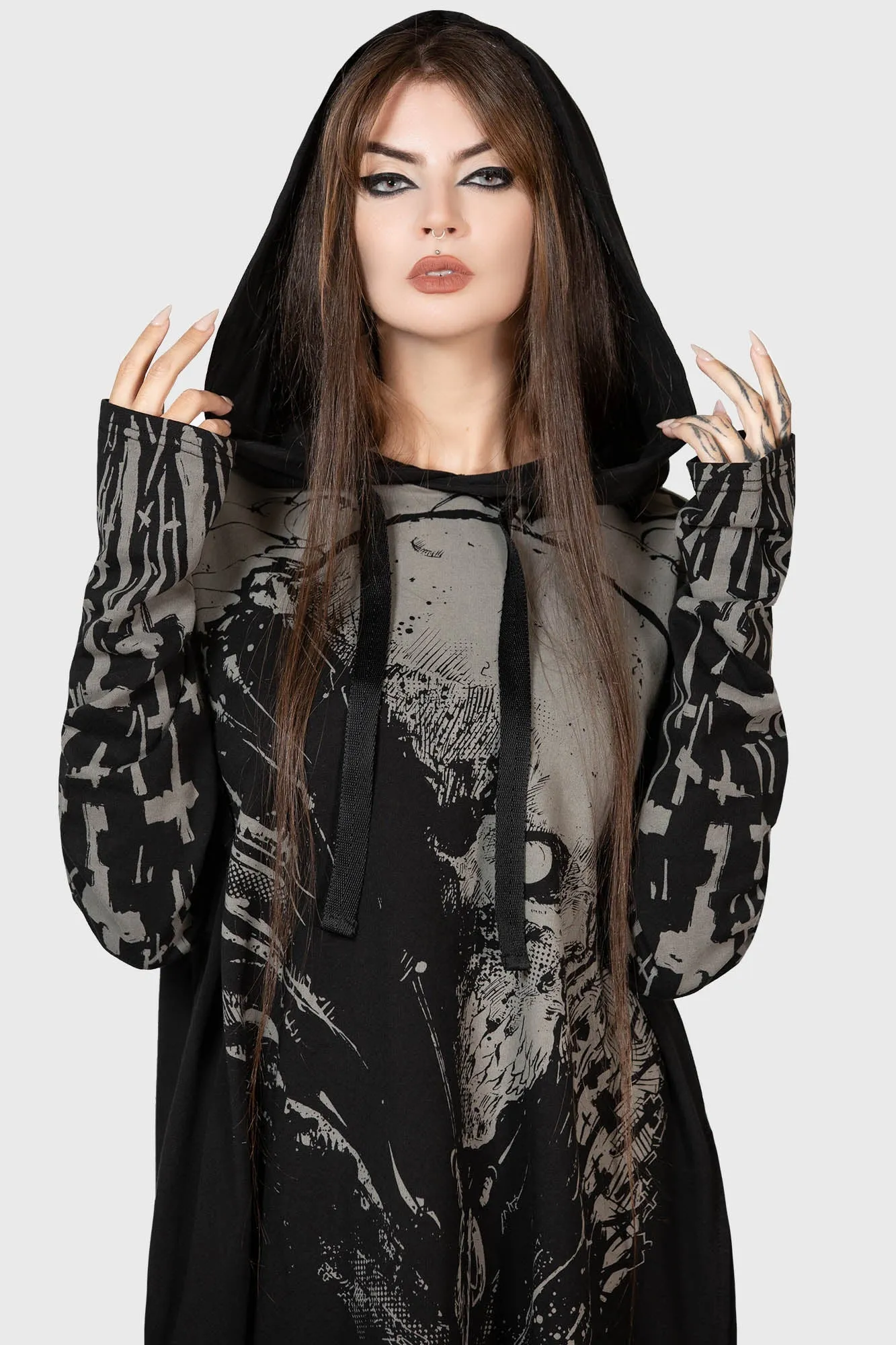 Cross The Bear Longline Hoodie