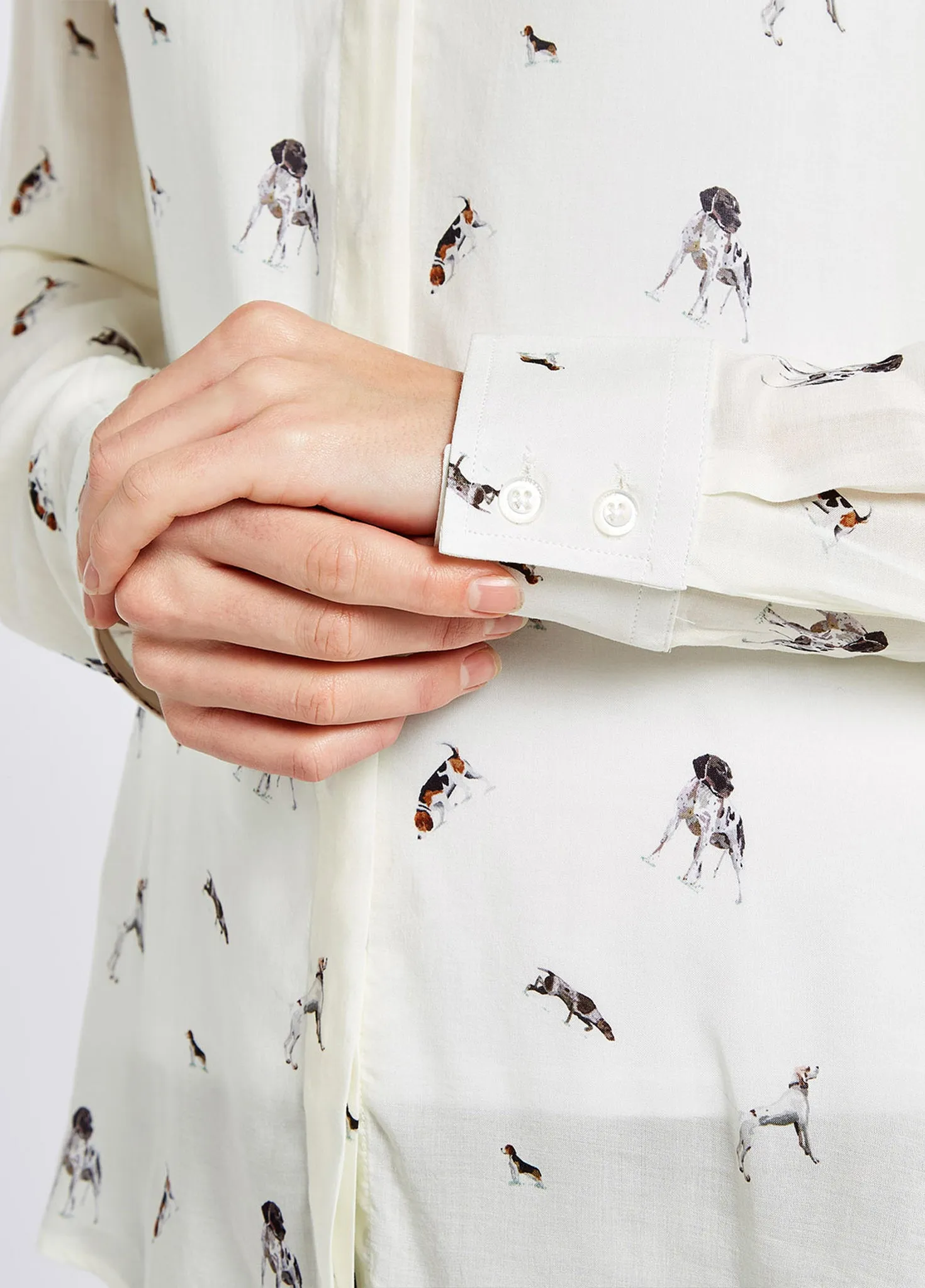 Daphne Hound Print Shirt - Cream