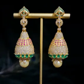 Designer Multi AD Zircon (CZ) Jhumka Earring