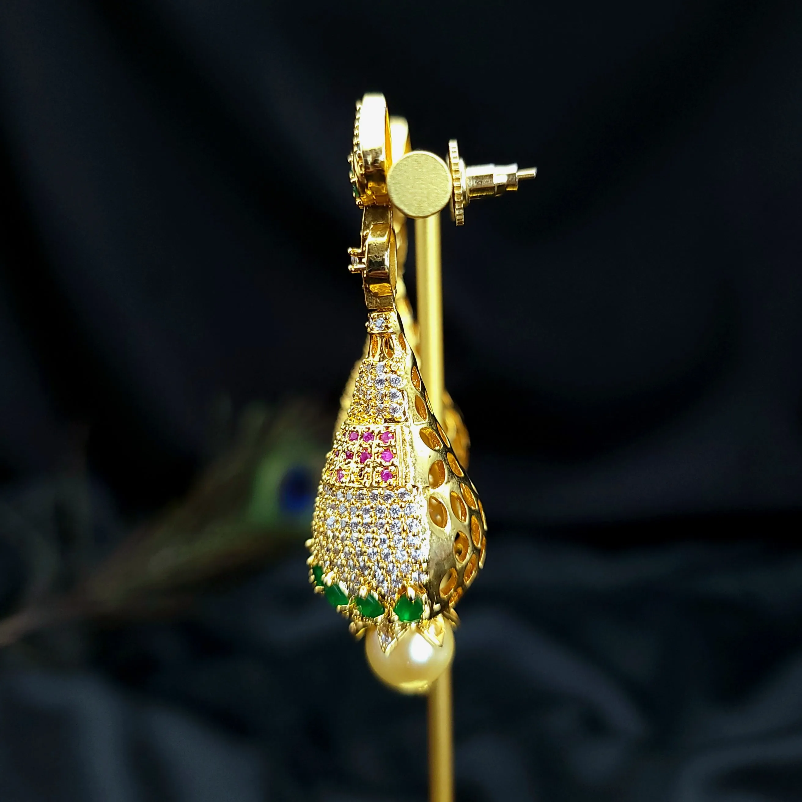 Designer Multi AD Zircon (CZ) Jhumka Earring