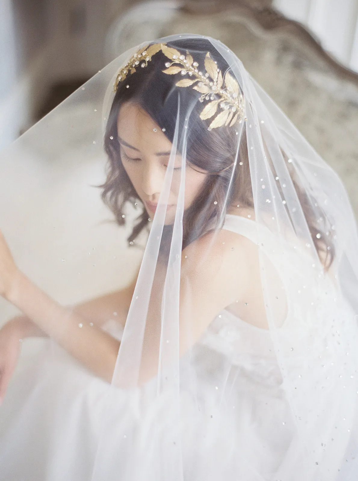 DIANA | Gold Wedding Headpiece with Crystals