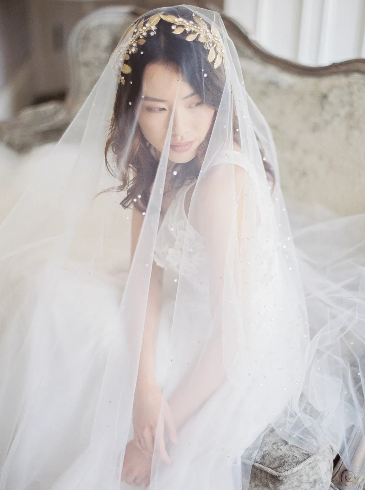 DIANA | Gold Wedding Headpiece with Crystals