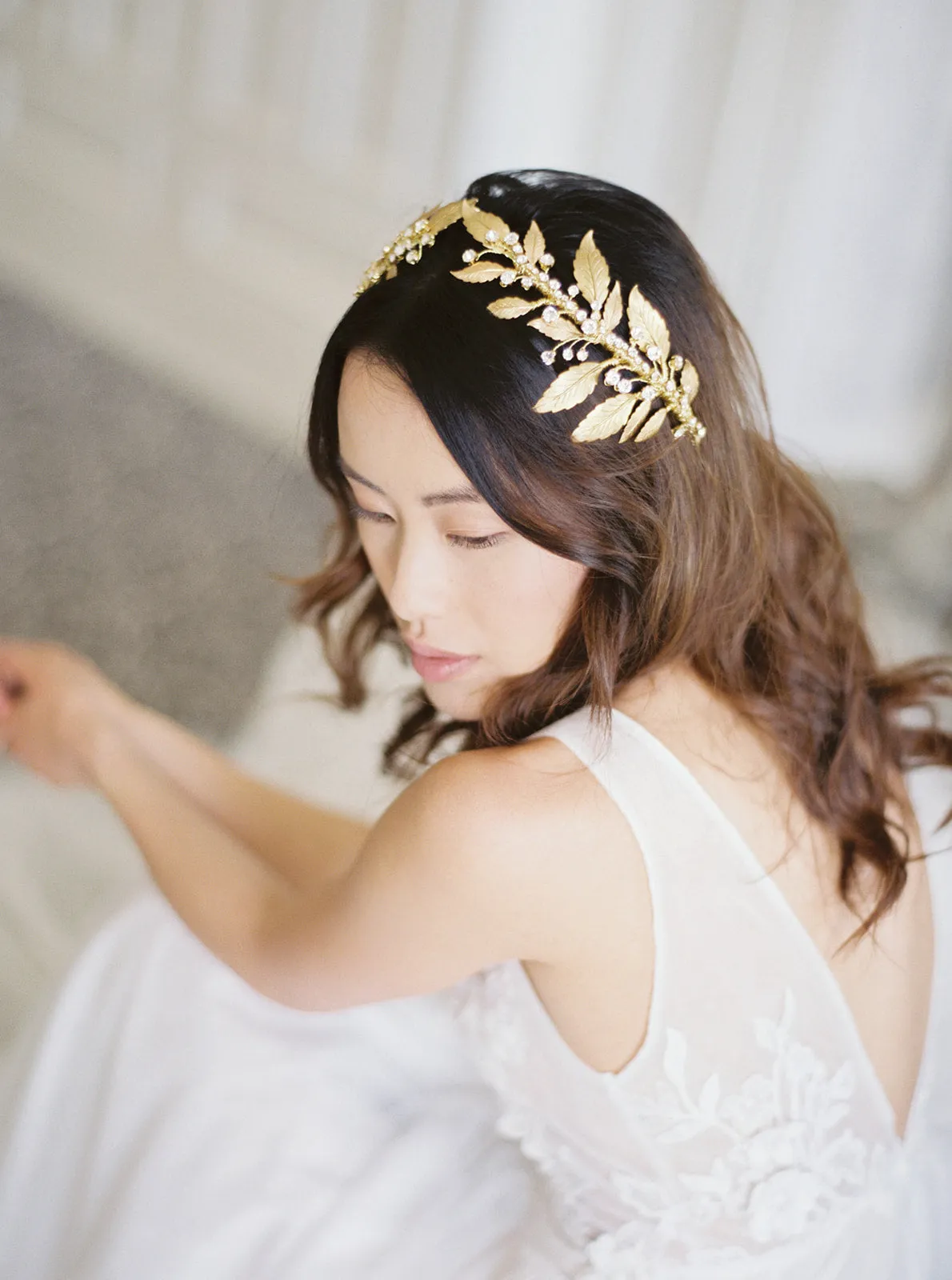 DIANA | Gold Wedding Headpiece with Crystals